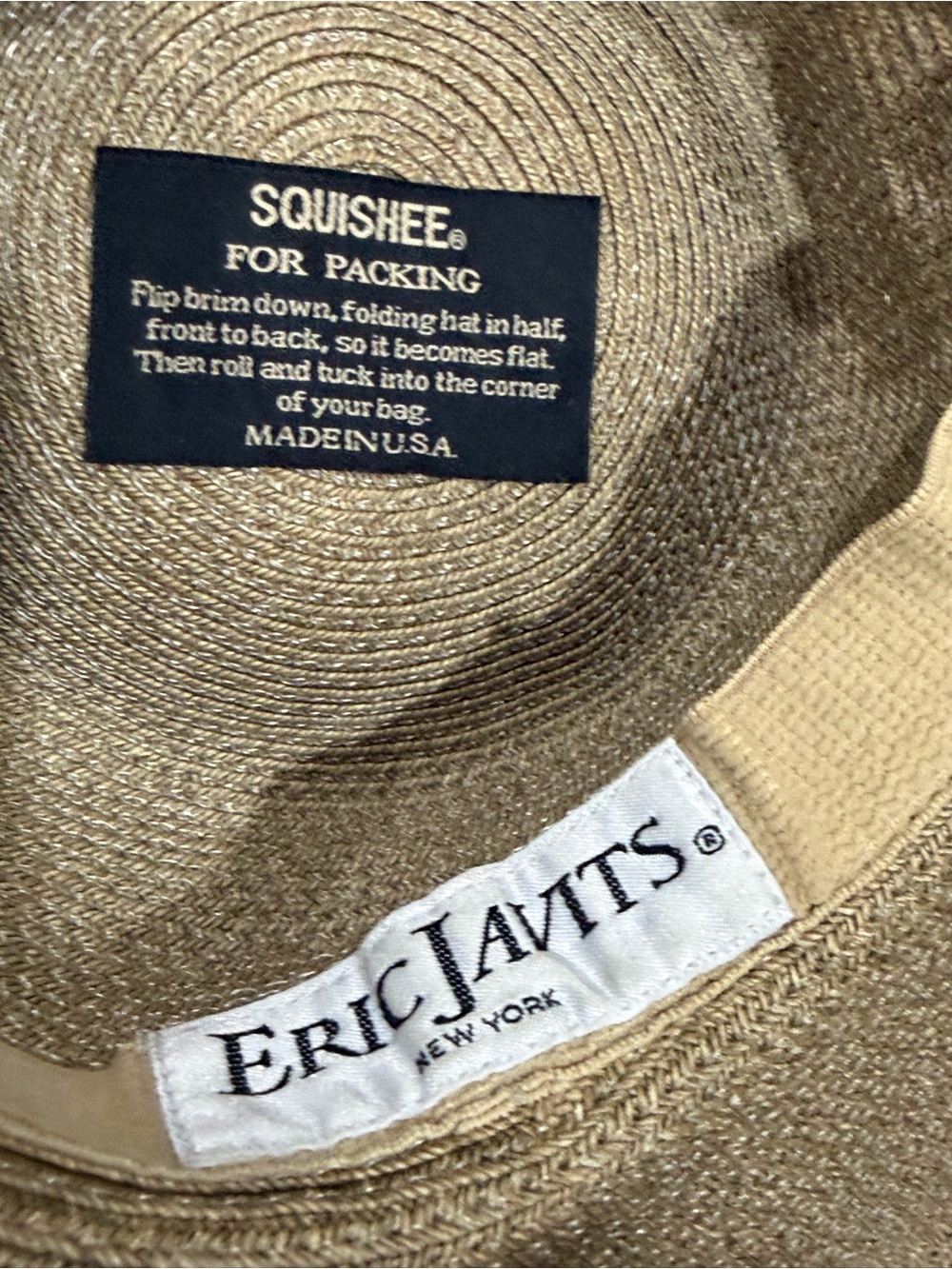 Eric Javits Wide-Brim Straw Sun Hat in Taupe-Beige - Picture 4 of 4
